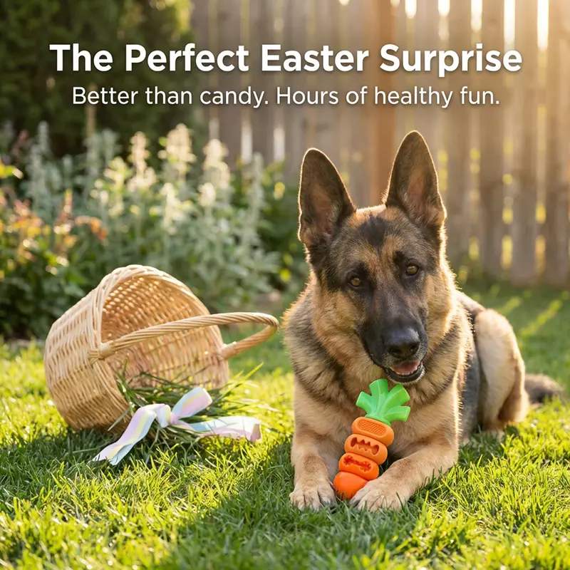 Carrot-Shaped Tough Chew Toy for Powerful Chewers